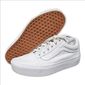 Vans Old Skool Stacked White Platform Sneakers Womens 7.5 Mens 6 Low Top 721356